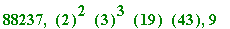 88237, ``(2)^2*``(3)^3*``(19)*``(43), 9